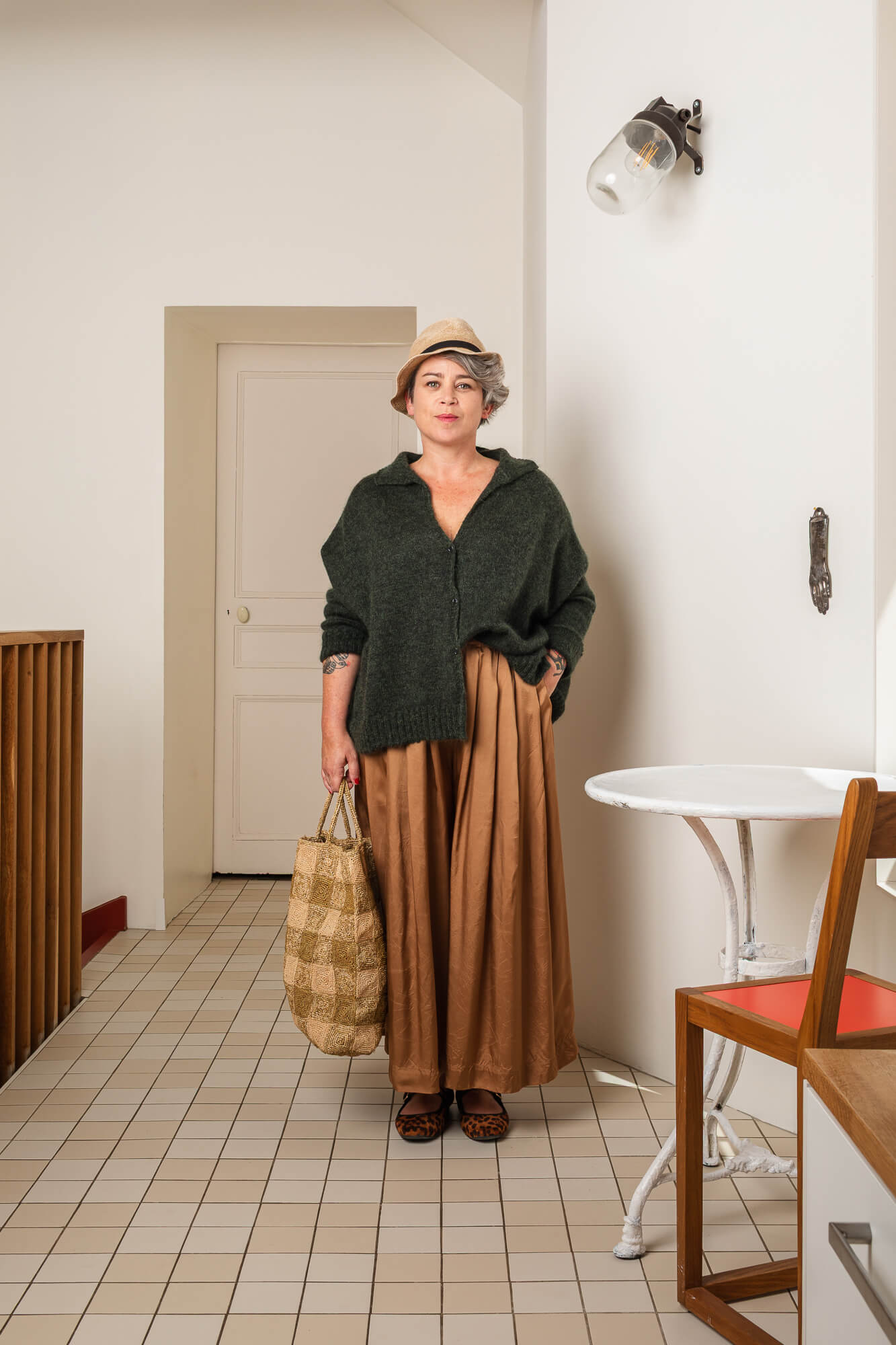 cardigan vert de face