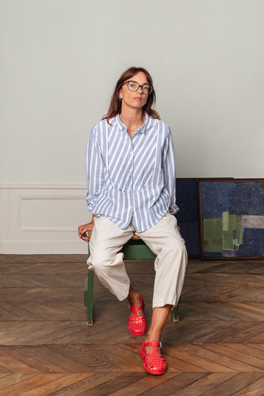 Chemise à rayures de face