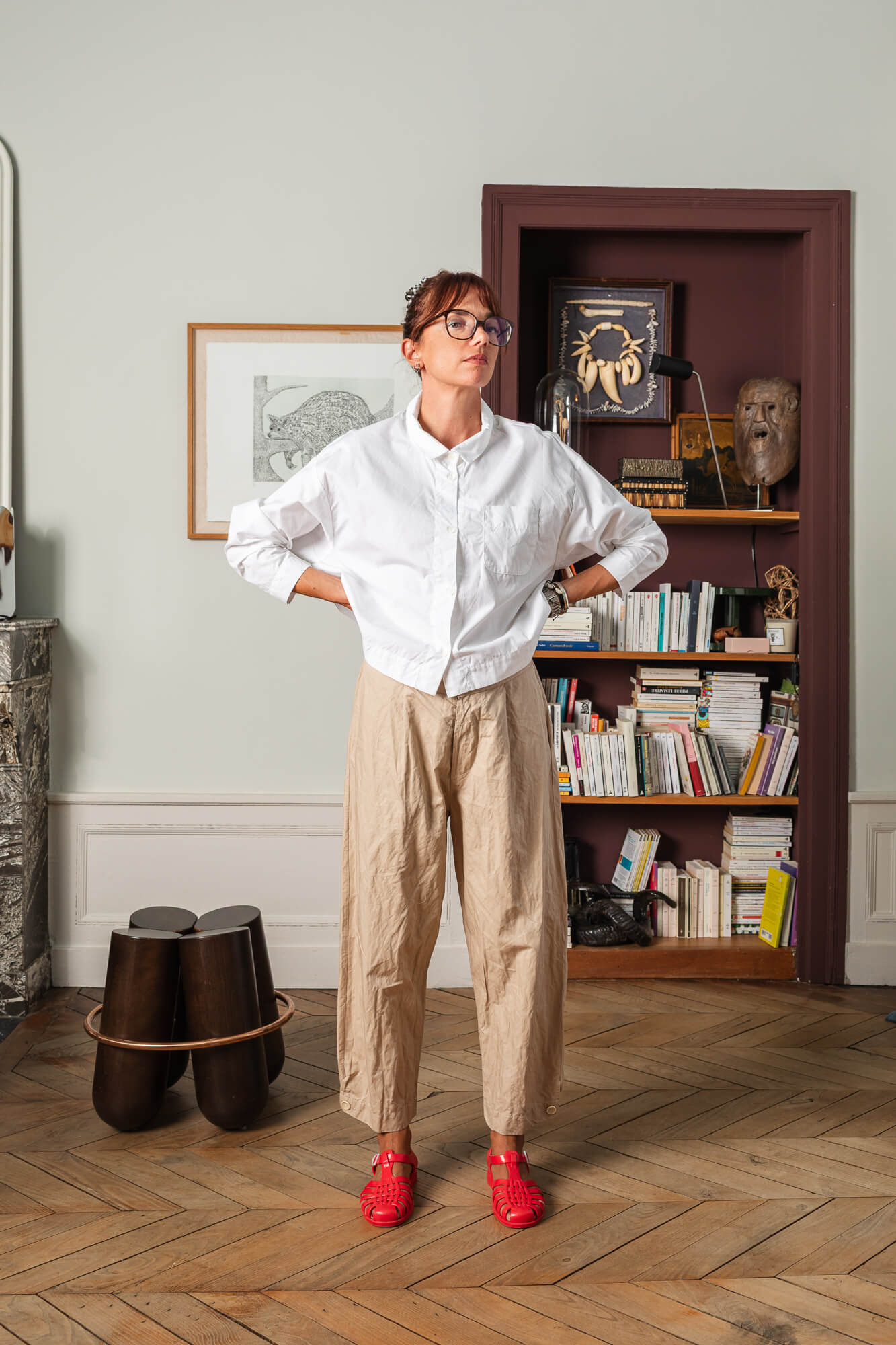 Pantalon beige de face