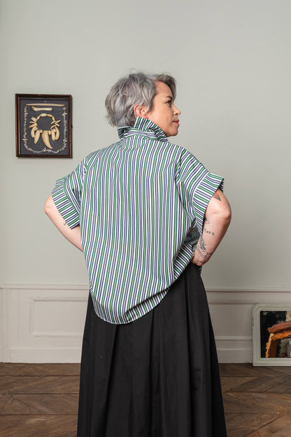 Chemise en popeline rayée de dos