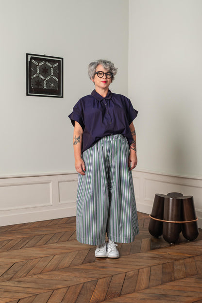 jupe culotte en popeline rayée