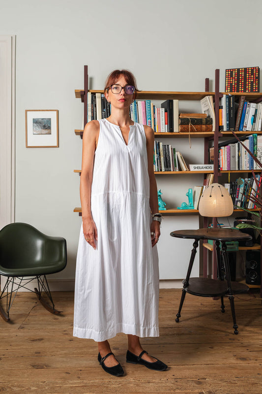 Robe en popeline blanche de face