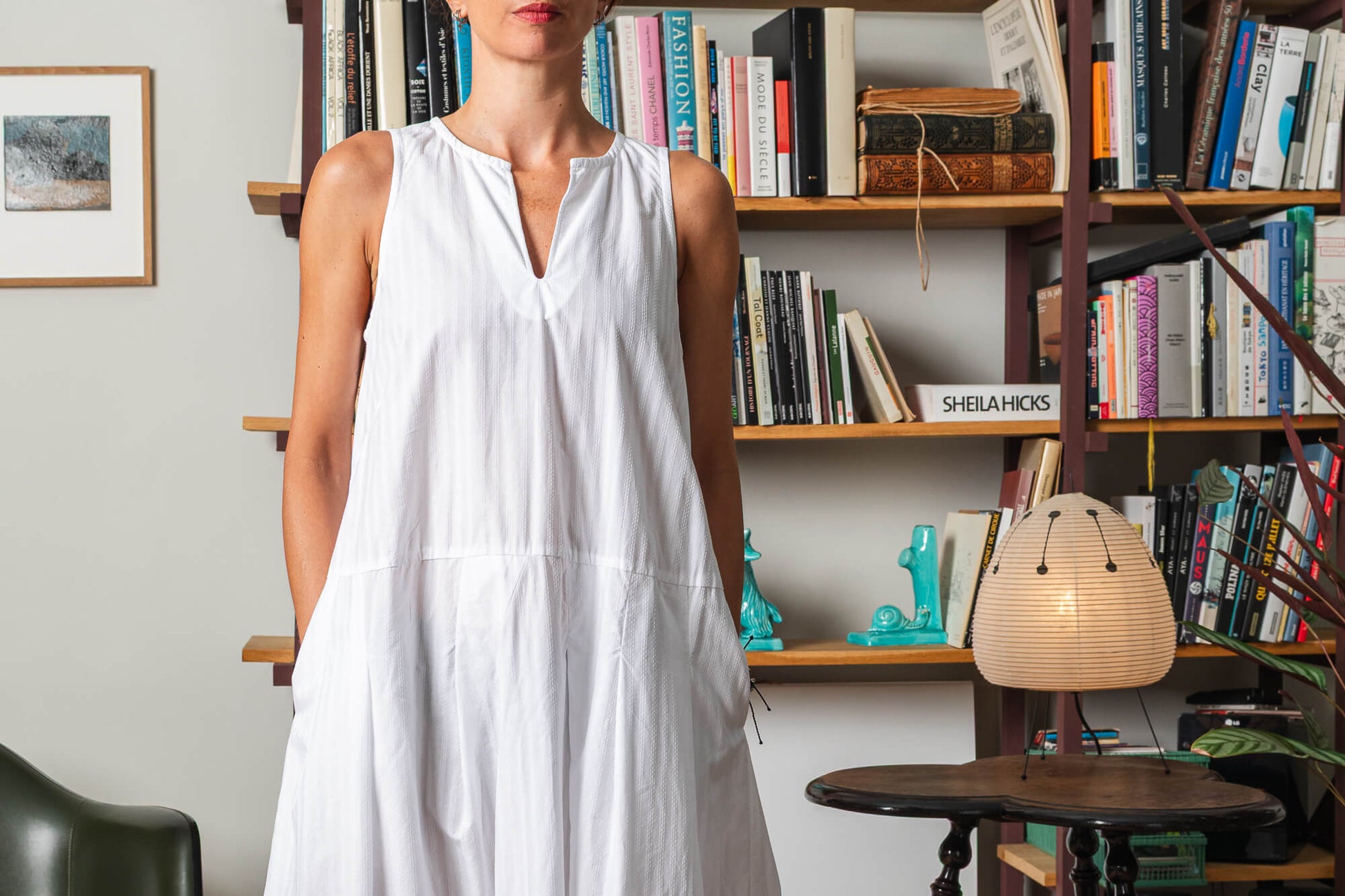 Robe en popeline blanche décoletté