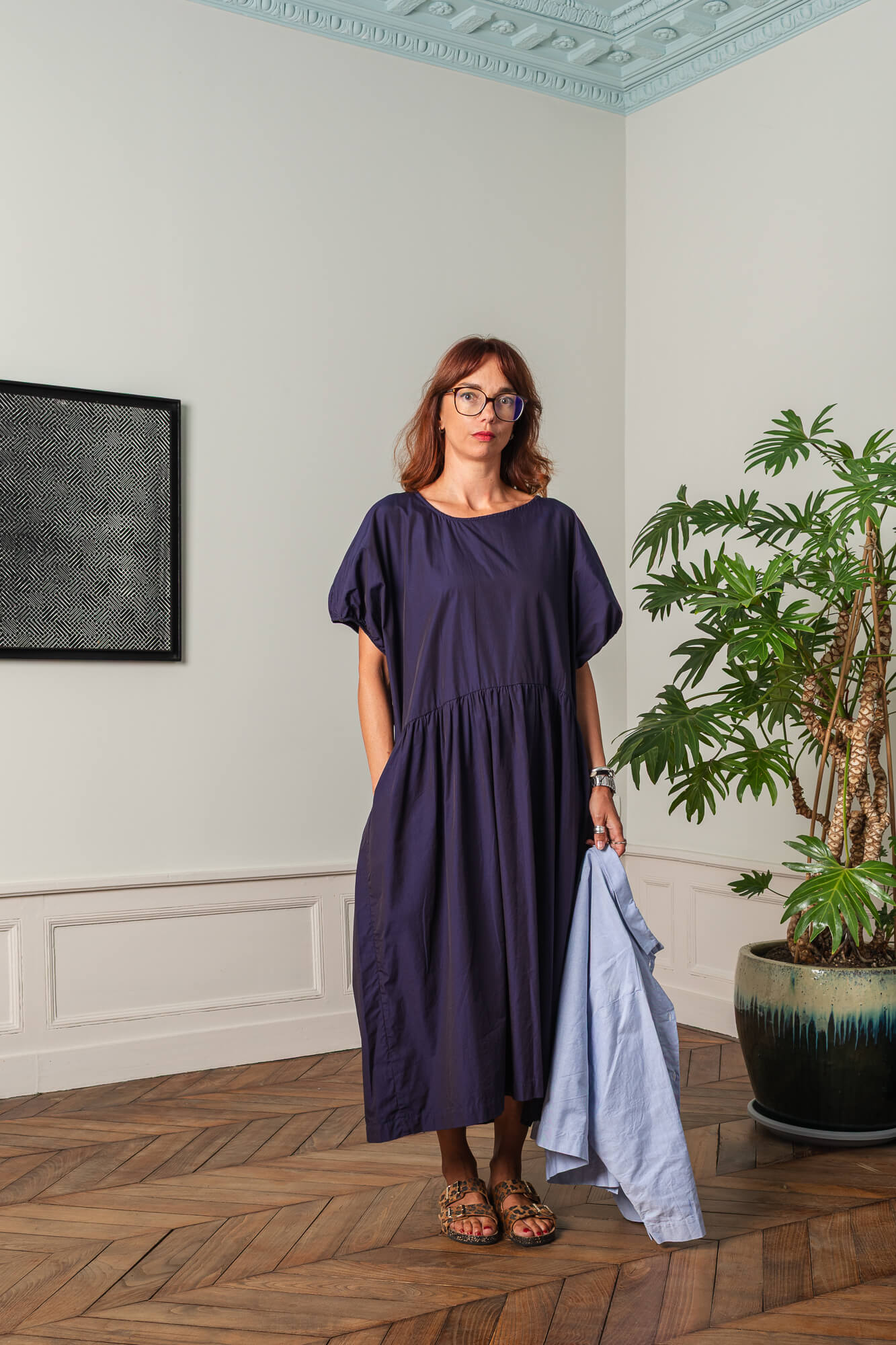 Robe en popeline bleu