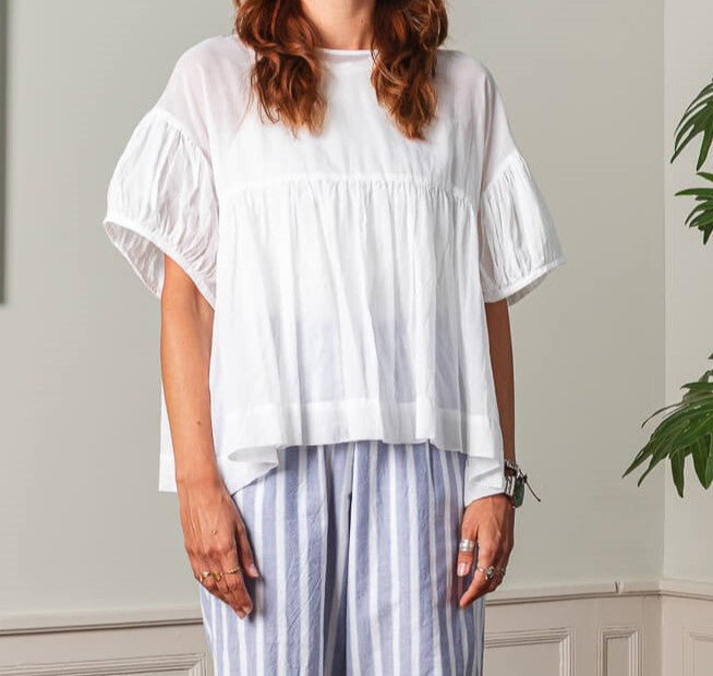 top à fronces blanc